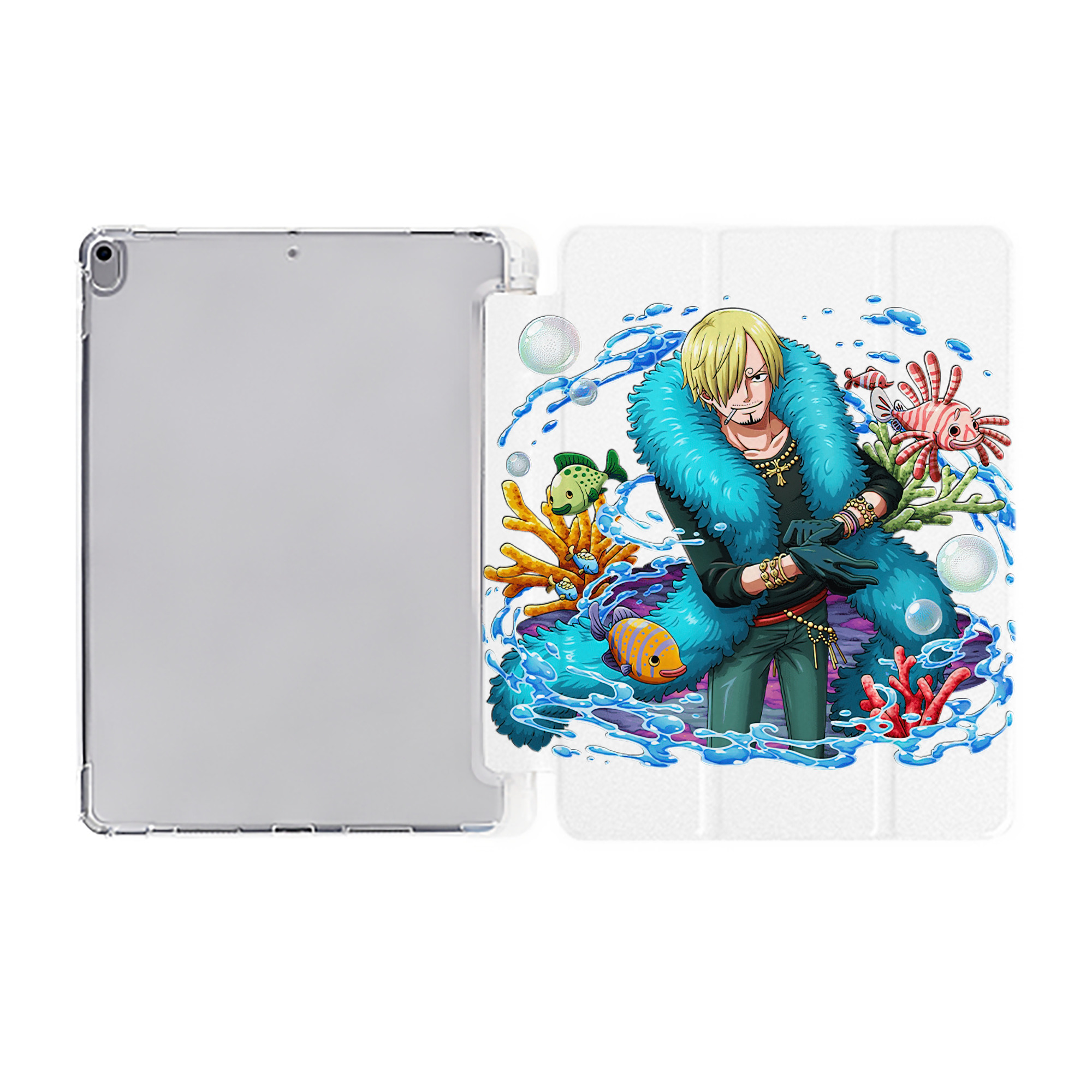 （画像用） ワンピース サンジ ONE PIECE Sanji IPad ケース ペン収納付き 三つ折りスタンド PUレザー×シリコン 対応機種9.5/10.5/10.9インチ